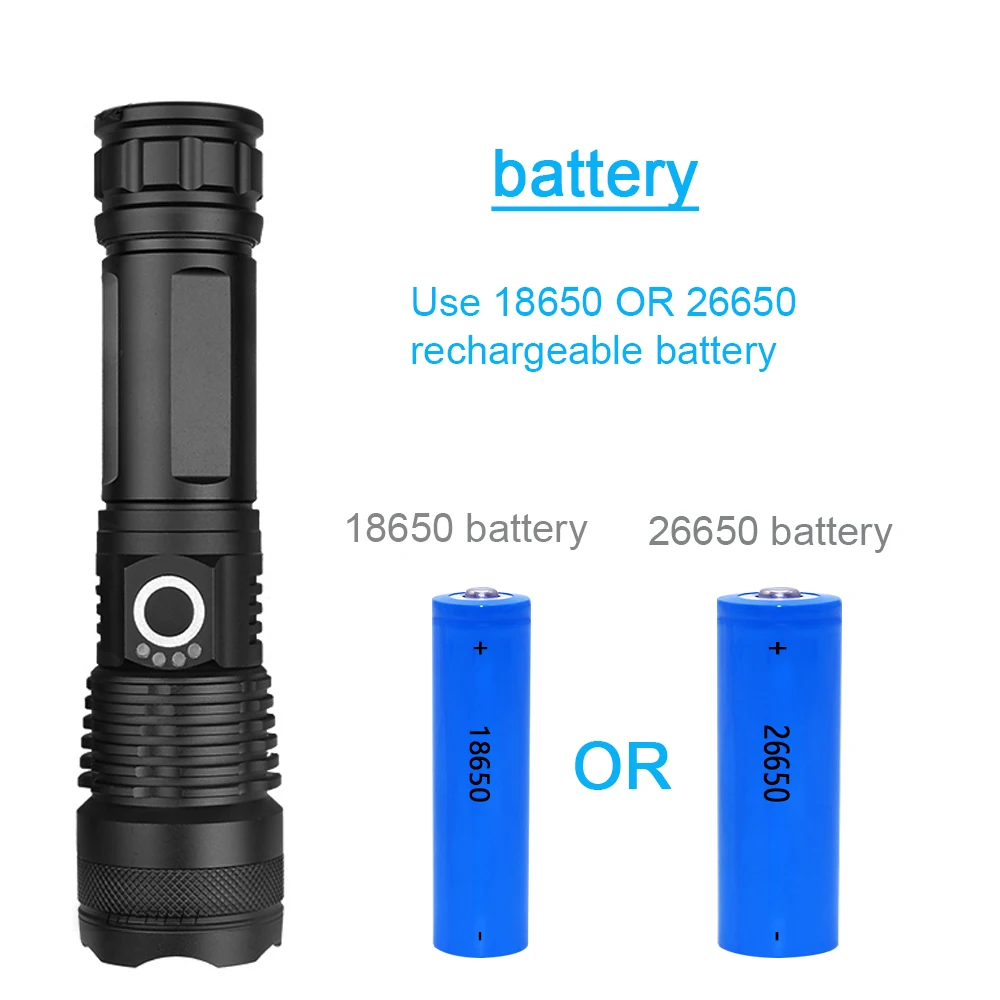 8000 lumens XLamp xhp50.2 most powerful led flashlight rechargeable torch usb xhp50 hand lamp 18650 or 26650 battery hunting
