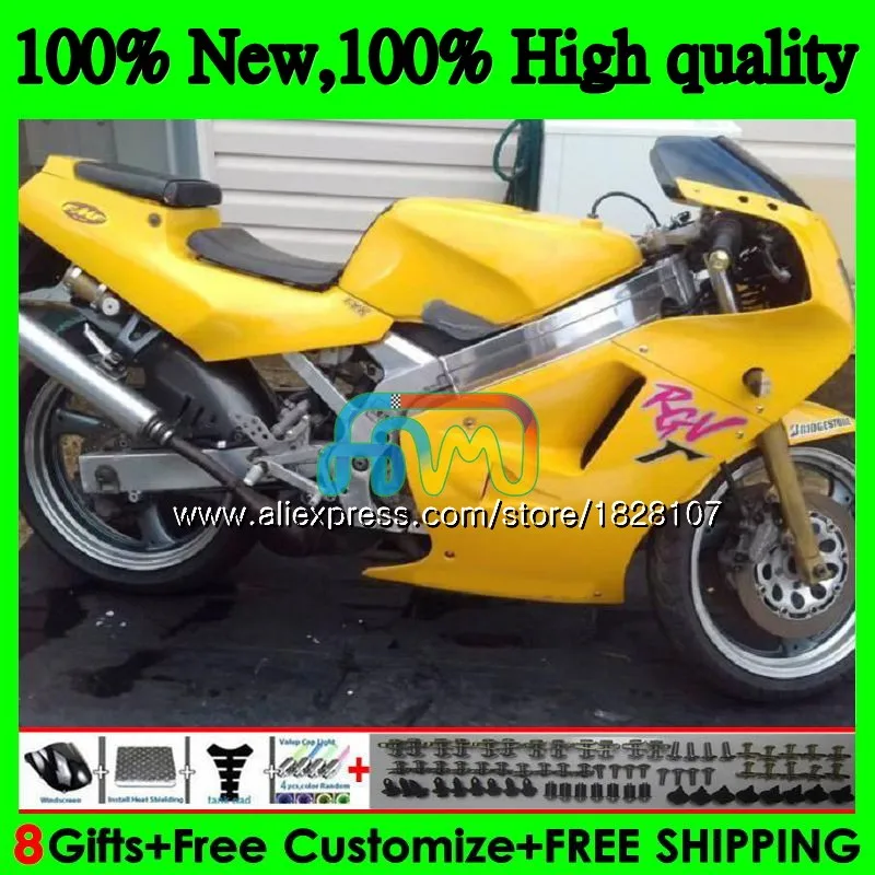 Body For SUZUKI RGVT250 SAPC RGV-250 All yellow VJ23 95 96 97 98 67BS.104 RGV 250 VJ22 VJ 23 RGV250 1995 1996 1997 1998 Fairing - Цвет: No. 1