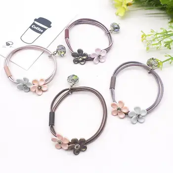 

1000pcs Elastic Hair Bands Big Flower Hair Rope Rhinestones Imitation Charms Rubber Band Floral Fashion Headwear