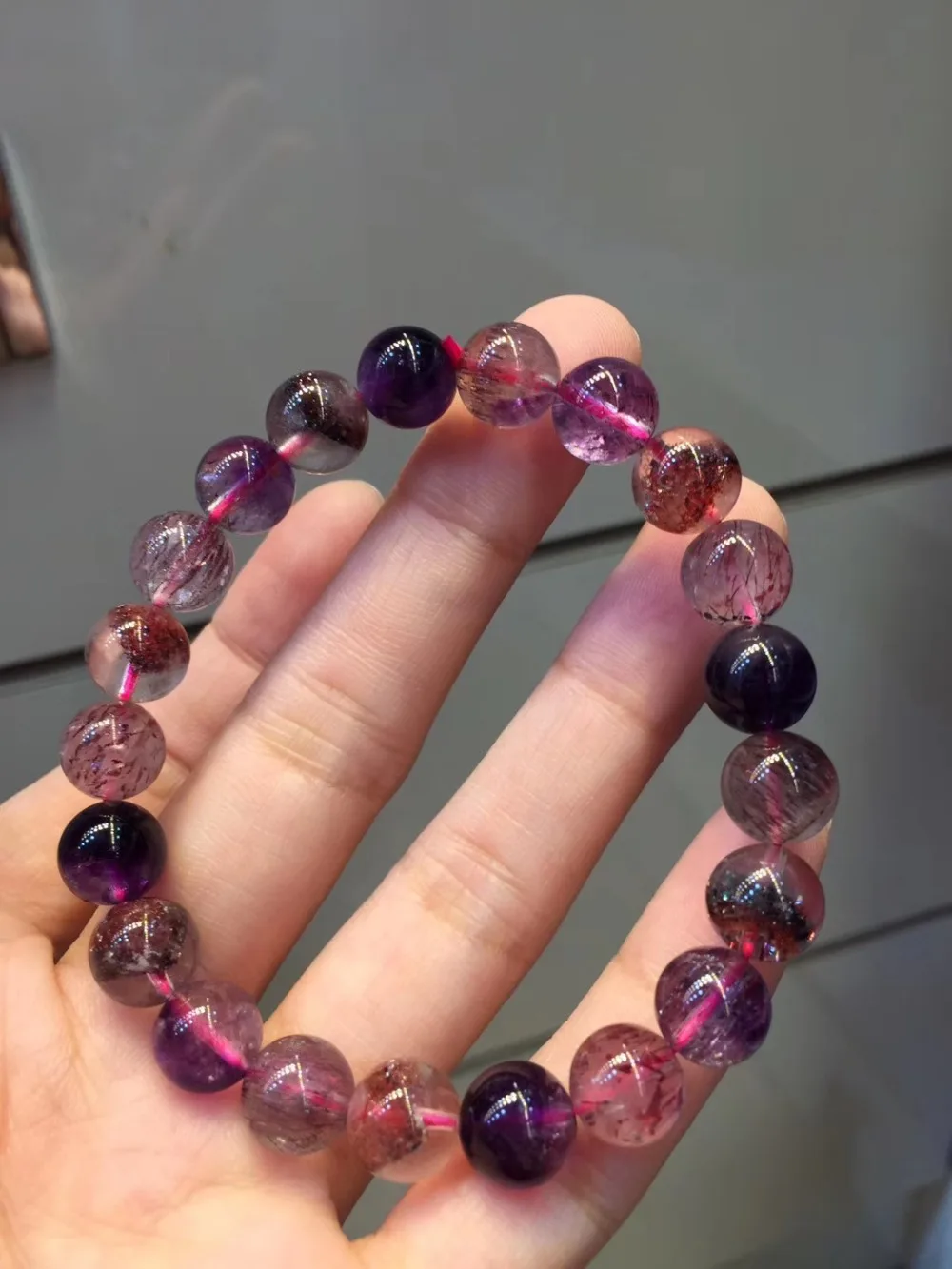 9 мм натуральный Lepidocrocite Рутиловый Кварц Браслет Супер 7 камень женщины мужчины целебные круглые бусины браслеты AAAAA сертификат