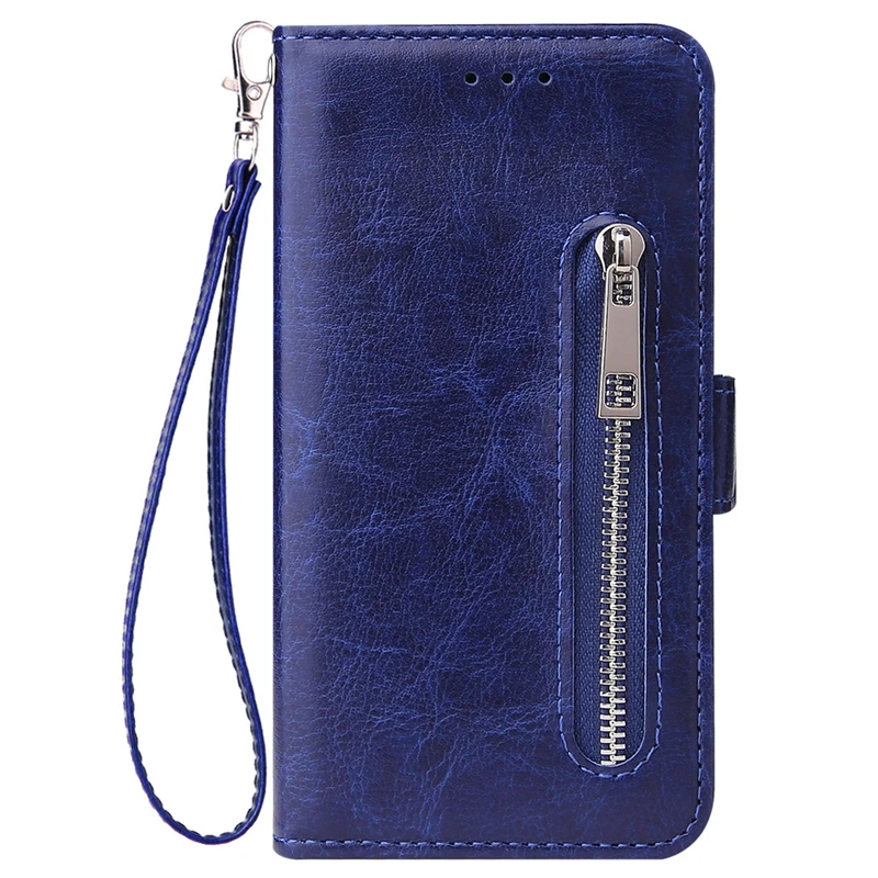 Модный кожаный чехол-книжка для samsung Galaxy J3, чехол для телефона на молнии с отделением для карт и подставкой - Цвет: Синий