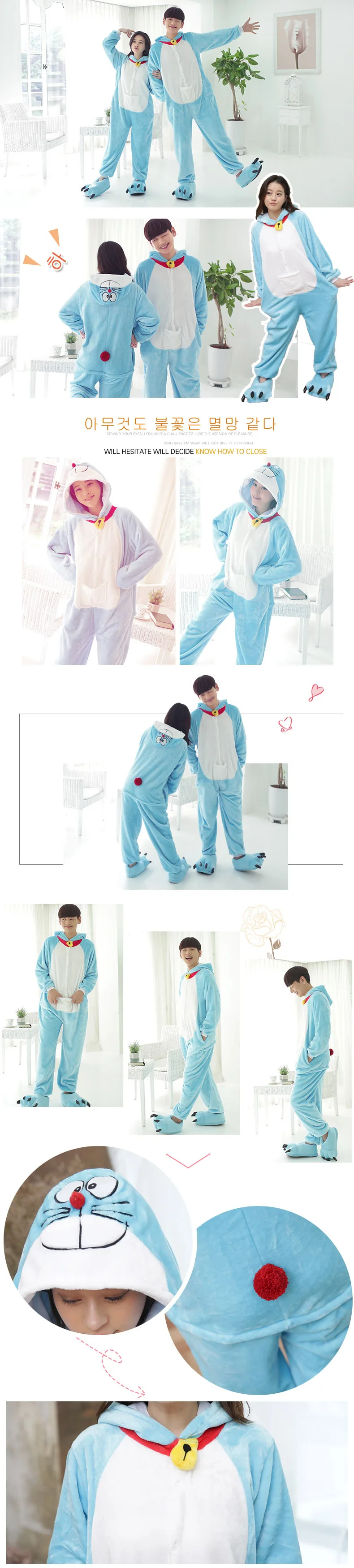 Новые японские аниме комбинезоны Doraemon косплей костюм пижамы животных фланелевые флисовые пижамы для взрослых для женщин пижамы вечерние комбинезоны