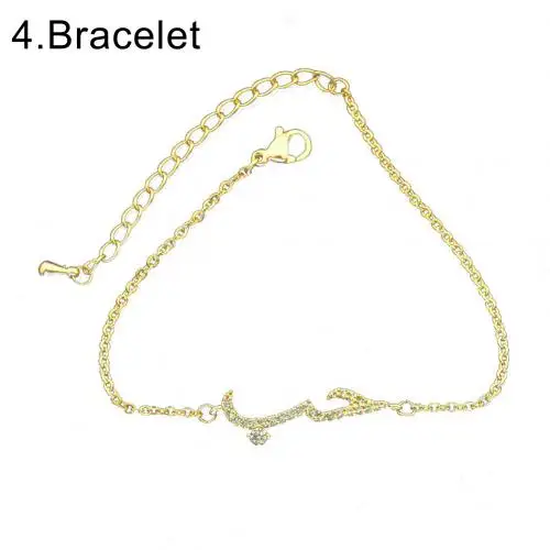4 Hot Women Arabic Letter Love Faux Quartz Chain Bracelet Bangles Necklace Jewelry New - Окраска металла: 4