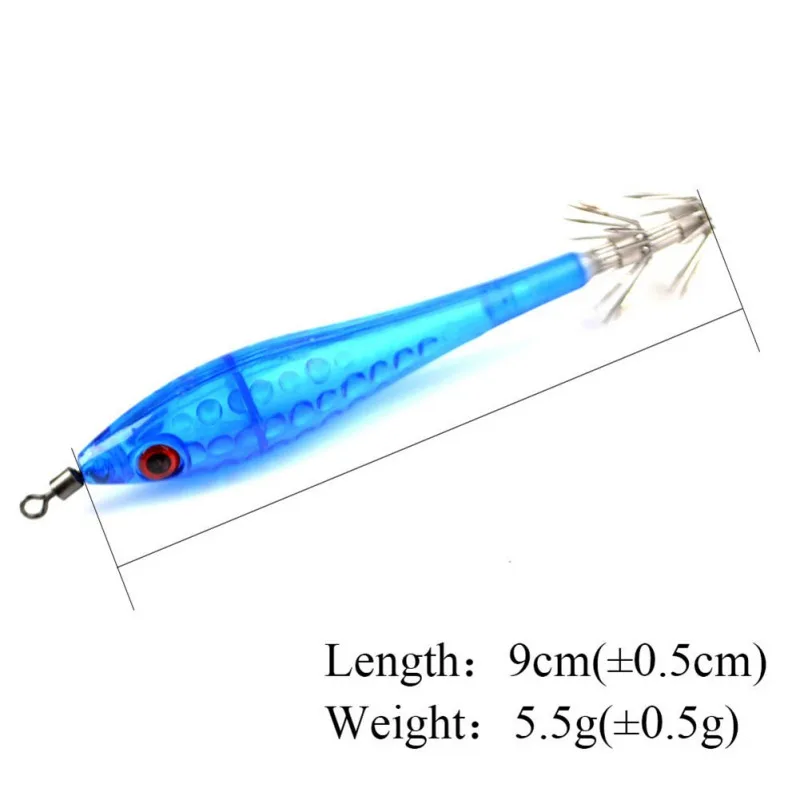 5pcs/set Luminous Shrimp Squid Jigs Jigging Squid Hook Trout Lure Squid Bait Artificial Wood Shrimp Hard Fishing Lure