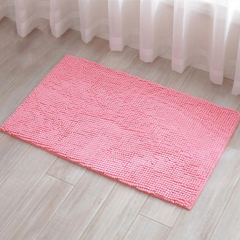 Short-Haired Chenille Doormat Rug Water Absorption Carpet Kitchen Bathroom Carpet Floor Mat for Living Room Anti Slip Bath Mat - Цвет: Pink