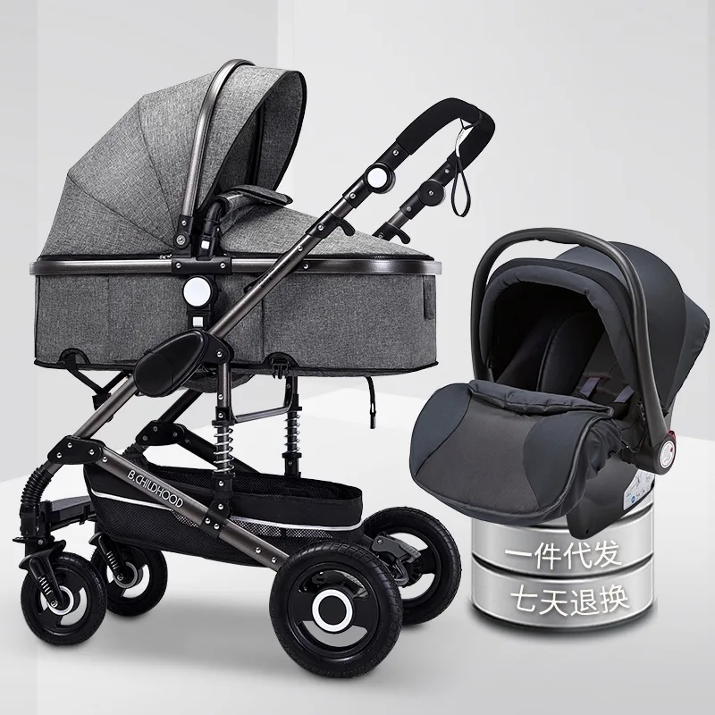 

Newborn stroller multifunctional 3 in 1 baby stroller portable high landscape baby stroller folding car seat