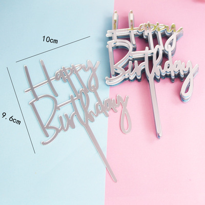 Cake Decorations Topper Acrylic Happy Birthday Cake Topper Sign Boy&Girls Birthday Cakes Dessert Decor Cakes Decor Supplie