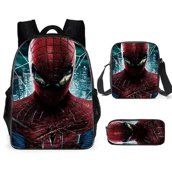 

Teenagers Backpacks 3D spider-man Cartoon double Shoulder Bag Unisex Primary Student Boy Girl Outdoor Travel Bag