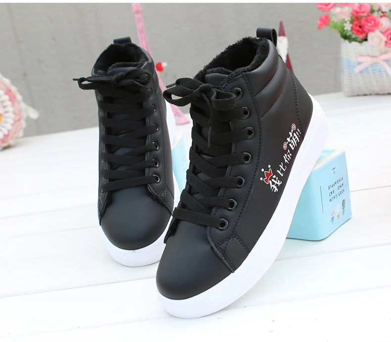 autumn plus velvet casual winter shoes soft bottom high to help thick bottom warm cotton lining long plush white shoes