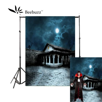 

Beebuzz photo backdrop halloween new product eerie buildings in the dark moonlight background take pictures of halloween parties