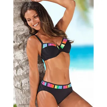 

Vintage Striped Bikini Set Push Up Swimwear Women Tummy Control Tankini Two Piece Bathing Suit Femme Biquini