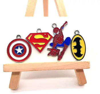 

100 pcs superhero batman superman spiderman Necklace/Bracelet/Earrings Pendants DIY Jewelry Making Accessories