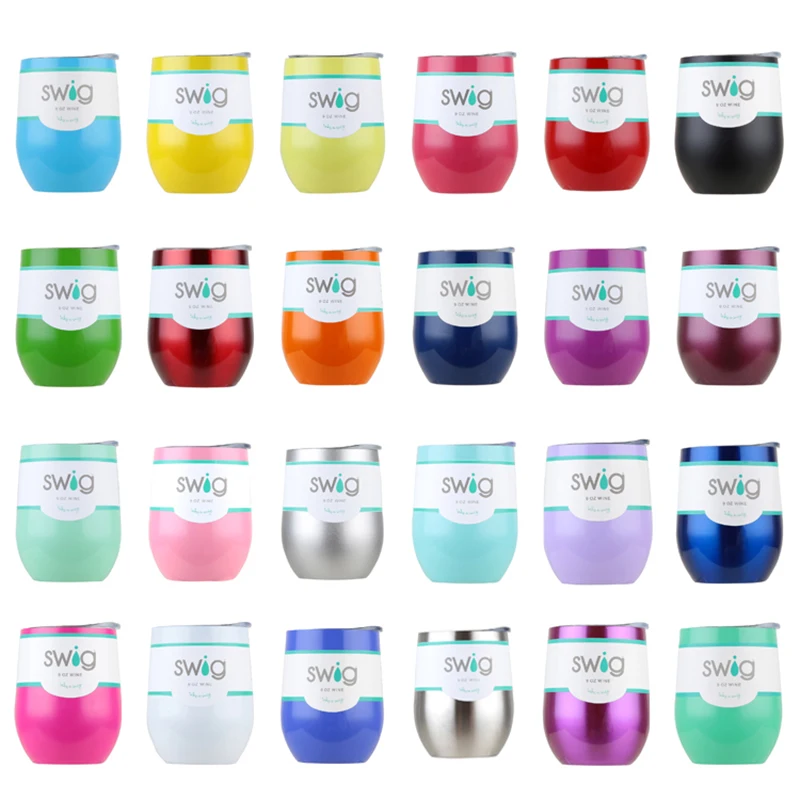 

9OZ Egg Shaped cup Swig Wine Cups Swig Cup Insulated Thermos Coffee Mug Vacuum Thermos Cup Travel Mug Swig Tumber Wine beer Mug