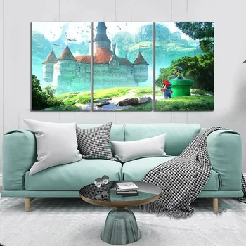 

Canvas Prints Poster Wall Art Paintings 3 Panel Super Mario Cartoon Game Living Room Pictures Modern Home Decor Modular Frame