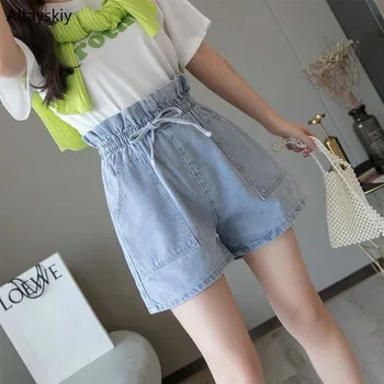 

Shorts Women Women's High Waist 2020 Summer New Korean Version Loose Elastic-waist Students Solid Pockets Bow All-match Daily