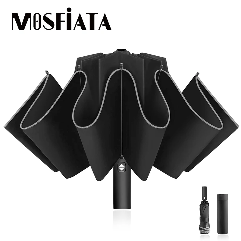 MOSFiATA Umbrella Windproof Reverse Folding Automatic Rain Women Travel Portable 12 Reinforced Fiberglass Ribs | Дом и сад