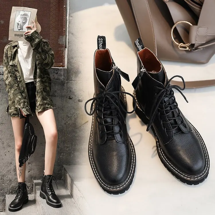 

Yang Mi Celebrity Style Worker Boot British-Style Martin Boots 2019 Autumn And Winter New Style INS Ultra-Fire Red Locomotive An