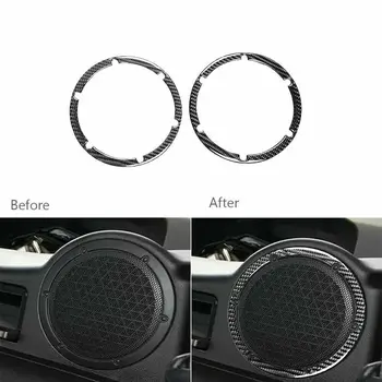 

Carbon Fiber Decoration Trim Rear Audio Speaker Ring Cover 2pcs Useful