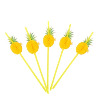 

200Pcs Party Pineapple Straw Decor Wedding Party Supplies Bendable Cocktail Drinking Party Straws Hawaiian