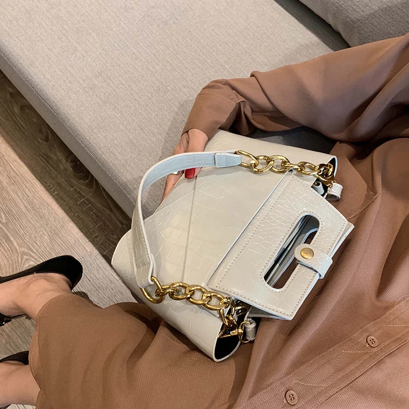 Fashion Alligator Shoulder Bags Women Designer Luxury Pu Leather Chains Handbags Female Small Flap Crossbody Bag Lady Purse 2021