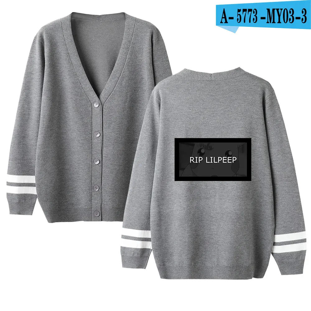 gray Lil открытый мужской свитер-кардиган/для женщин Aikooki Горячая Мода печати Повседневная Harajuku v-образным вырезом свитер lil открытый популярный свитер Повседневный Топ - Цвет: gray