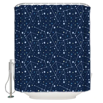

Waterproof Polyester Fabric Shower Curtain Star Pattern Shower Curtain