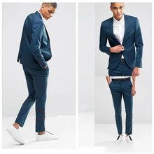 Индивидуальный костюм для жениха, приталенный смокинг для жениха, мужской костюм из двух предметов, недорогой деловой костюм