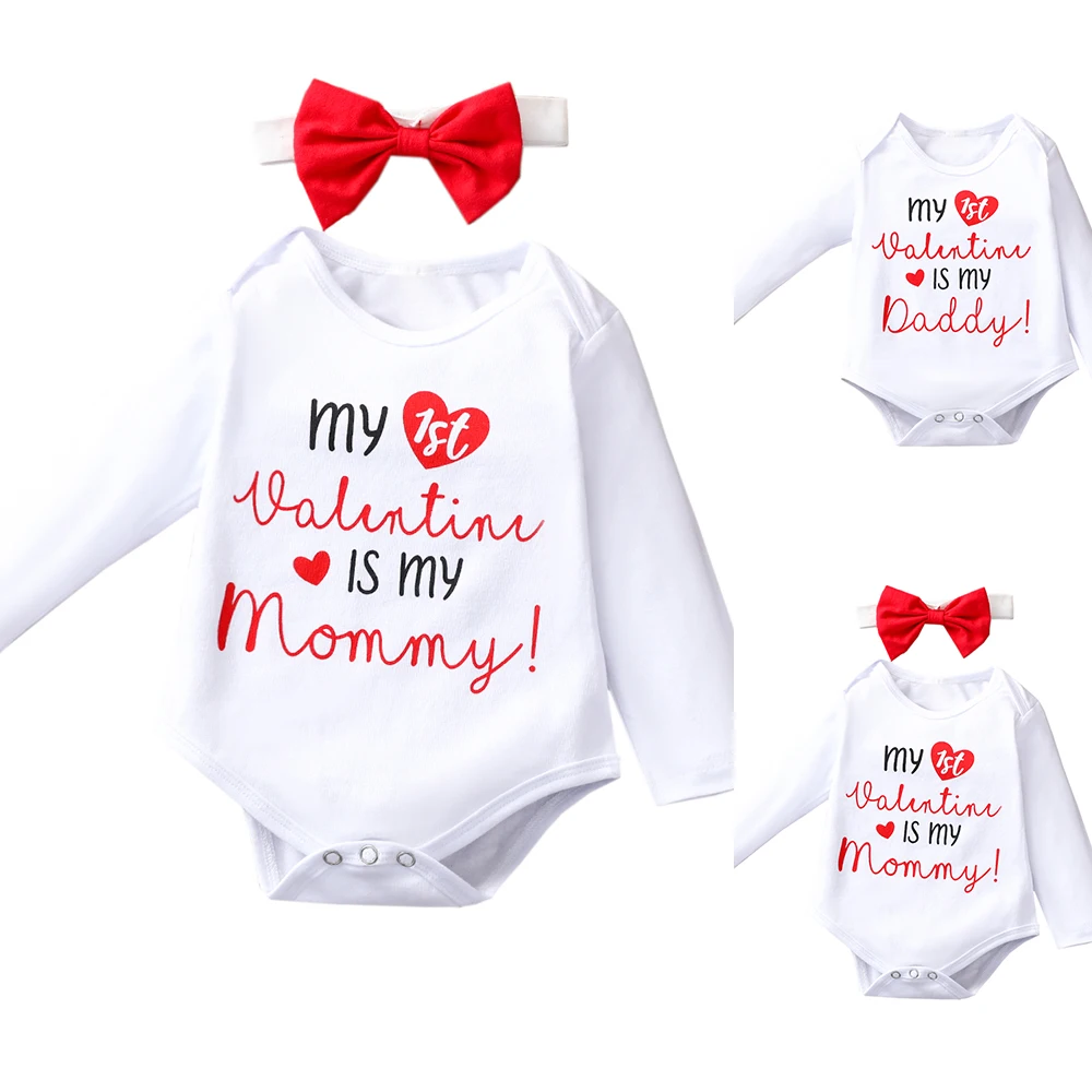 

CYSINCOS My 1st Valentine is Mommy Baby Boys Girls Soft Romper Valentine's Day Playsuits Newborn Baby Onesie 0-24M Clothes