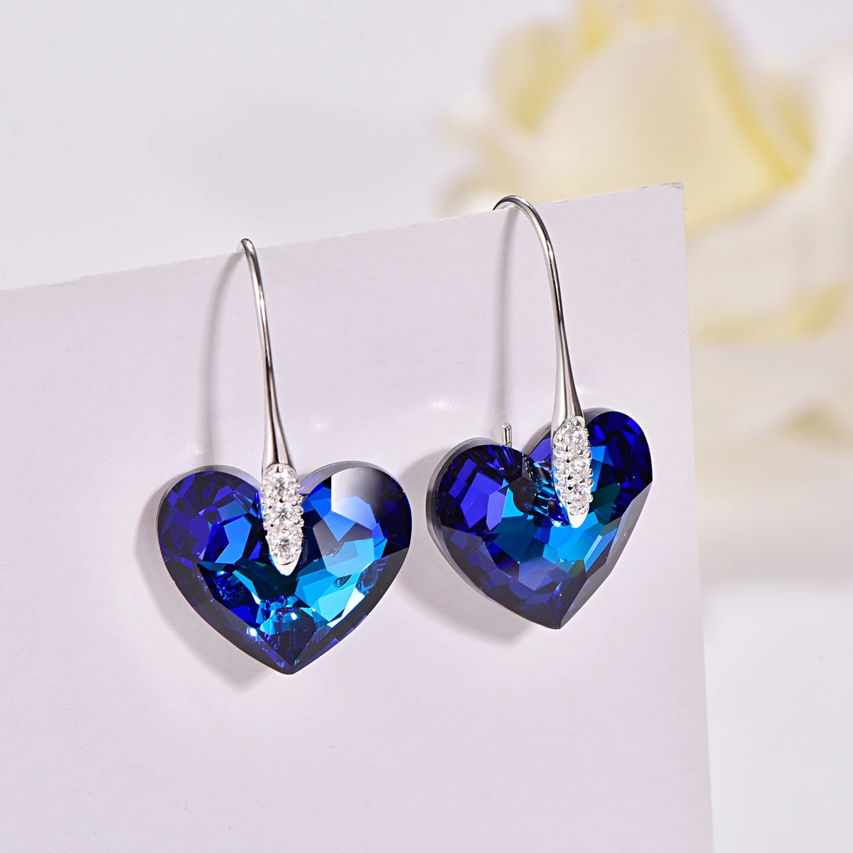 Кристаллы от Swarovski Love подвесное сердечко серьги для женщин Новая мода Стерлинговое Серебро украшения для пирсинга серьги ювелирные изделия подарок для мамы - Окраска металла: Crystal BB