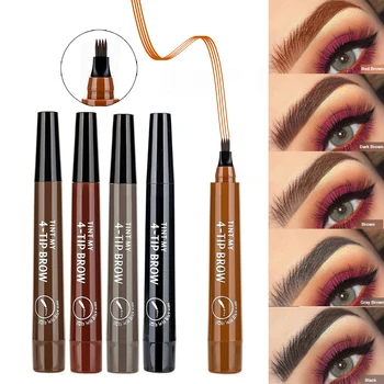 

Eyebrow Tattoo Pen Fork Tip Microblading Eyebrow Pencil Waterproof Long Lasting 5 Colors Sketch Liquid Eye Brow Pencil Makeup