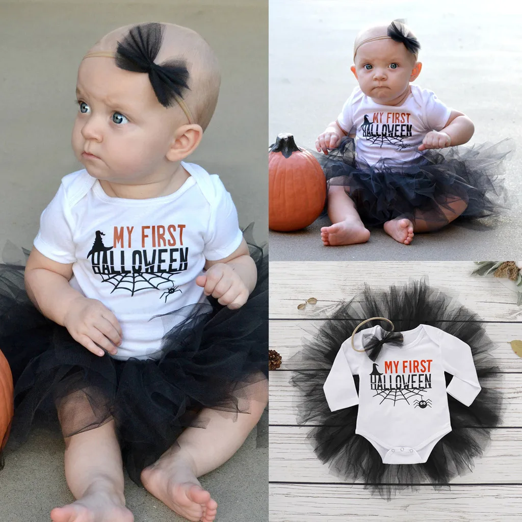 Newborn Infant Baby Girl Kids First Halloween Romper Bodysuit Tutu Skirt Outfits Set Clothes Girls Boys |