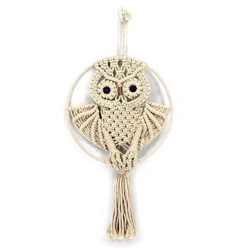

Creatived Owl Tapestry Wall Hanging Art Decor Handmade Woven New Cotton Rope Woven Tapestry HFing