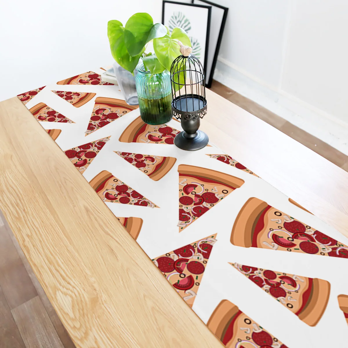 Food Themed Pizza Pattern Table Runner Christmas Decorations for Home Table Decorarion Christmas Table