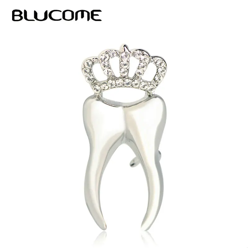 Женская брошь в форме зуба Blucome короны из сплава с кристаллами вечерние
