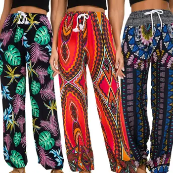 

Boho Women Baggy Harem Pants Ladies Summer Casual Flat Hippie Wide Leg Gypsy Palazzo Trousers 2019 NEW