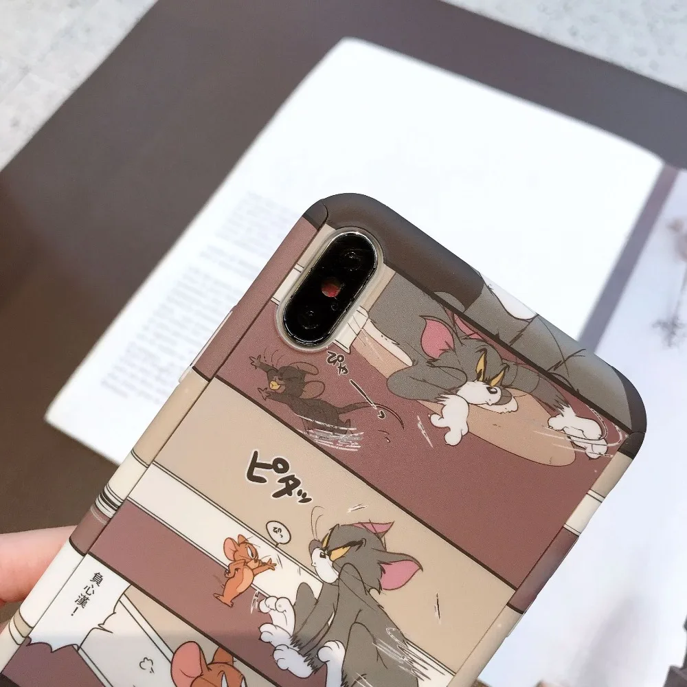XR XS 7 8 Coque пластиковая жесткая задняя крышка милый мультфильм Том Джерри 360 Полный чехол для телефона для iPhone 6S 6 X XS Max 7 8PLus
