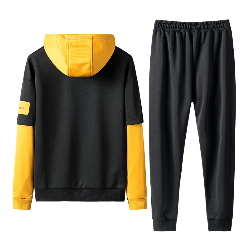 Tracksuit Men Set Hoodies Men Sweatshirt Men Sweat Brand Spring Autumn Fleece 2PCS Stand Collar Patchwork Fashion Sweatsuits New