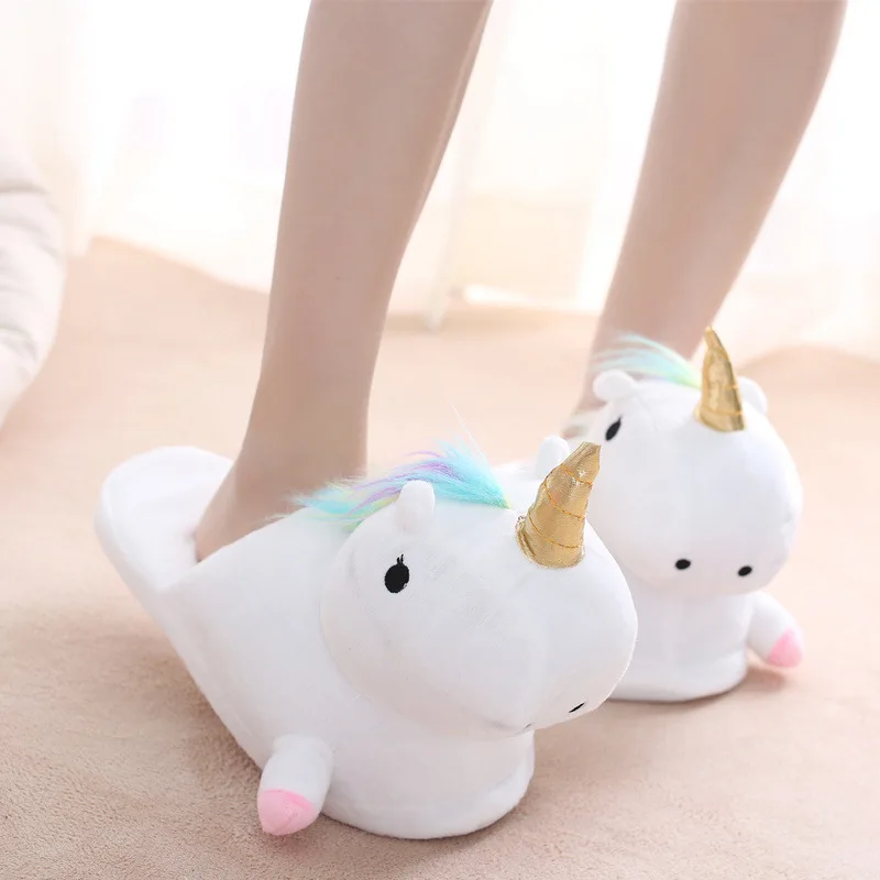 Women Fur Slippers Winter Unicorn Slipper Adult Soft Home Slipper Keep Warm Indoor Slippers Women Cozy Home Shoes for Girls