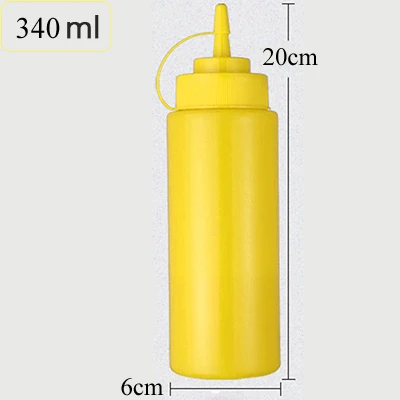 Yellow-340ml Выдавливаемые бутылки для приправ с закручивающейся крышкой крышки кетчуп горчица Майо горячие соусы оливковое масло бутылки кухонный гаджет - Цвет: Yellow-340ml