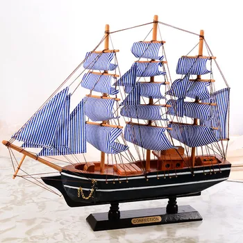 

Wooden Sailing Ship Mediterranean Style Home Decoration Handmade Carved Nautical Boat Model Gift-30