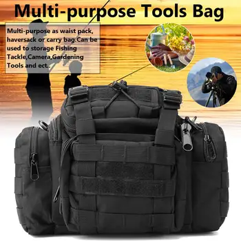 

Black Gardening Tools Storage Bag Multi-purpose Tool Bag Fishing Tackle Bag Gardening Tools Storage Pouch Waist Shoulder Pack