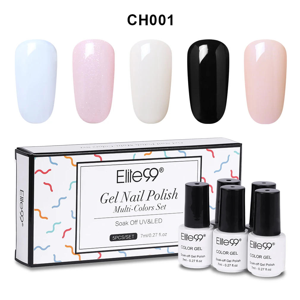 7ML-5PCS-EGCH001 Elite99, 10 мл, винно-красный Гель-лак для ногтей, маникюрный Гель-лак для ногтей, Полупостоянный УФ-гель, гибридный лак, рождественский подарок - Цвет: 7ML-5PCS-EGCH001