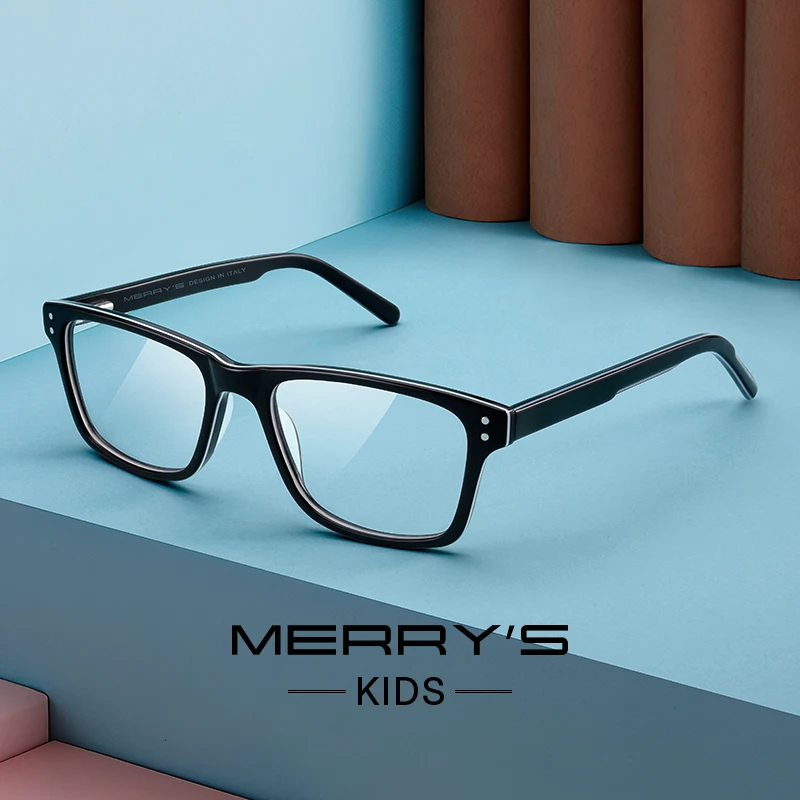 Kids Anti Blue Ray Light Blocking Computer Glasses For Boy Girls Acetate Square Glasses Frames Eyewear S7620FLG