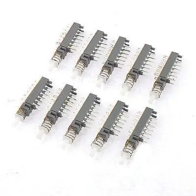 

10pcs AC 12V 1A Locking Push Button Switch 1 Key 4 Pole 2 Throw
