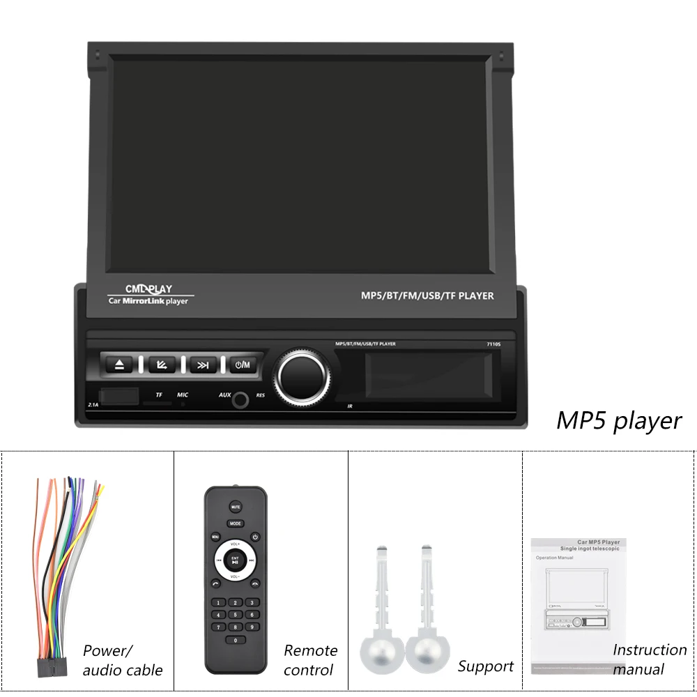 Camecho 1 Din автомобильное радио Bluetooth зеркало ссылка Автомобильный мультимедийный плеер сенсорный экран Выдвижной MP5 плеер USB аудио стерео радио