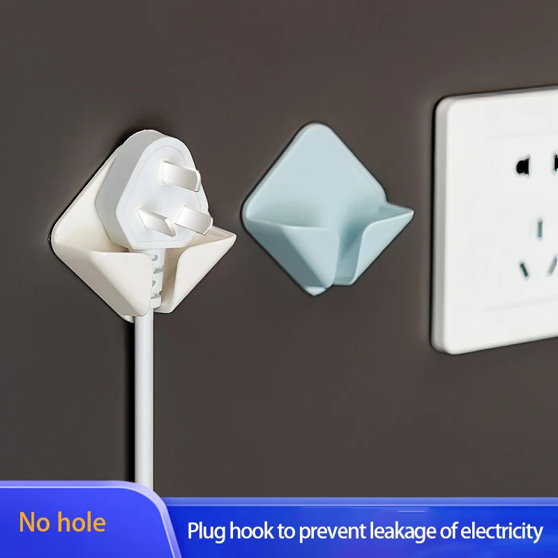 

2/4Pcs Strong Adhesive Hook Power Plug Socket Hanger Holder Wall Mounted Self Sticky Hooks Multi-function Wall Storage Hooks