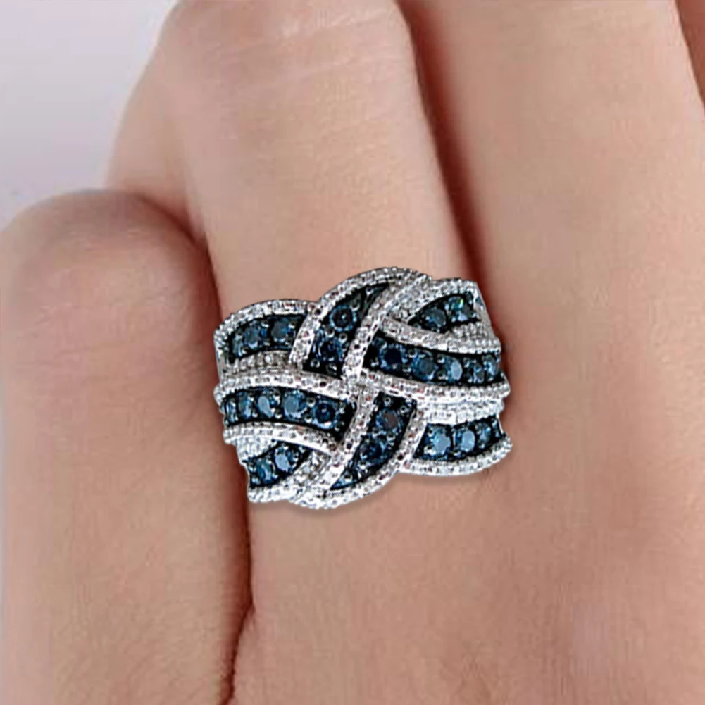 1 шт. роскошные кольца с синим сапфиром ювелирные изделия свадебные великолепные