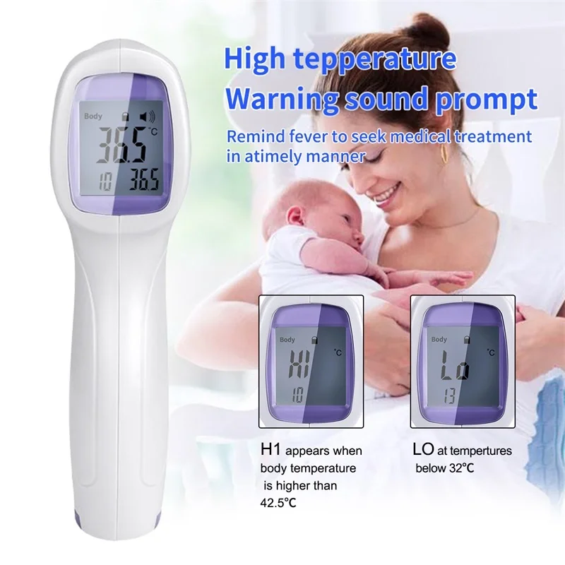 Digital Thermometer Multifunction Three-color Backlit Display Forehead Infrared Alarm Human Body