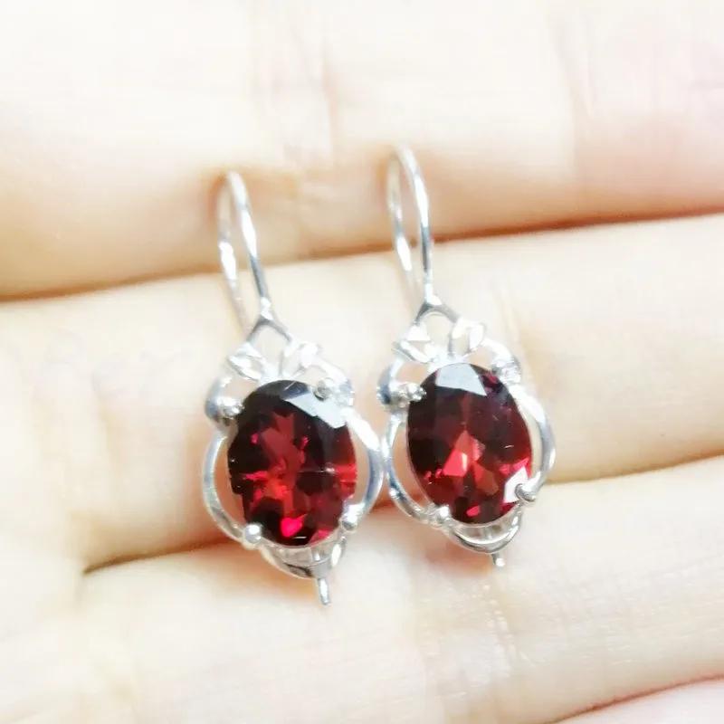 Серьги-капли из натурального граната, Стерлинговое Серебро 925 пробы,, 2.1ct* 2pcs, драгоценный камень для мужчин или женщин C91145
