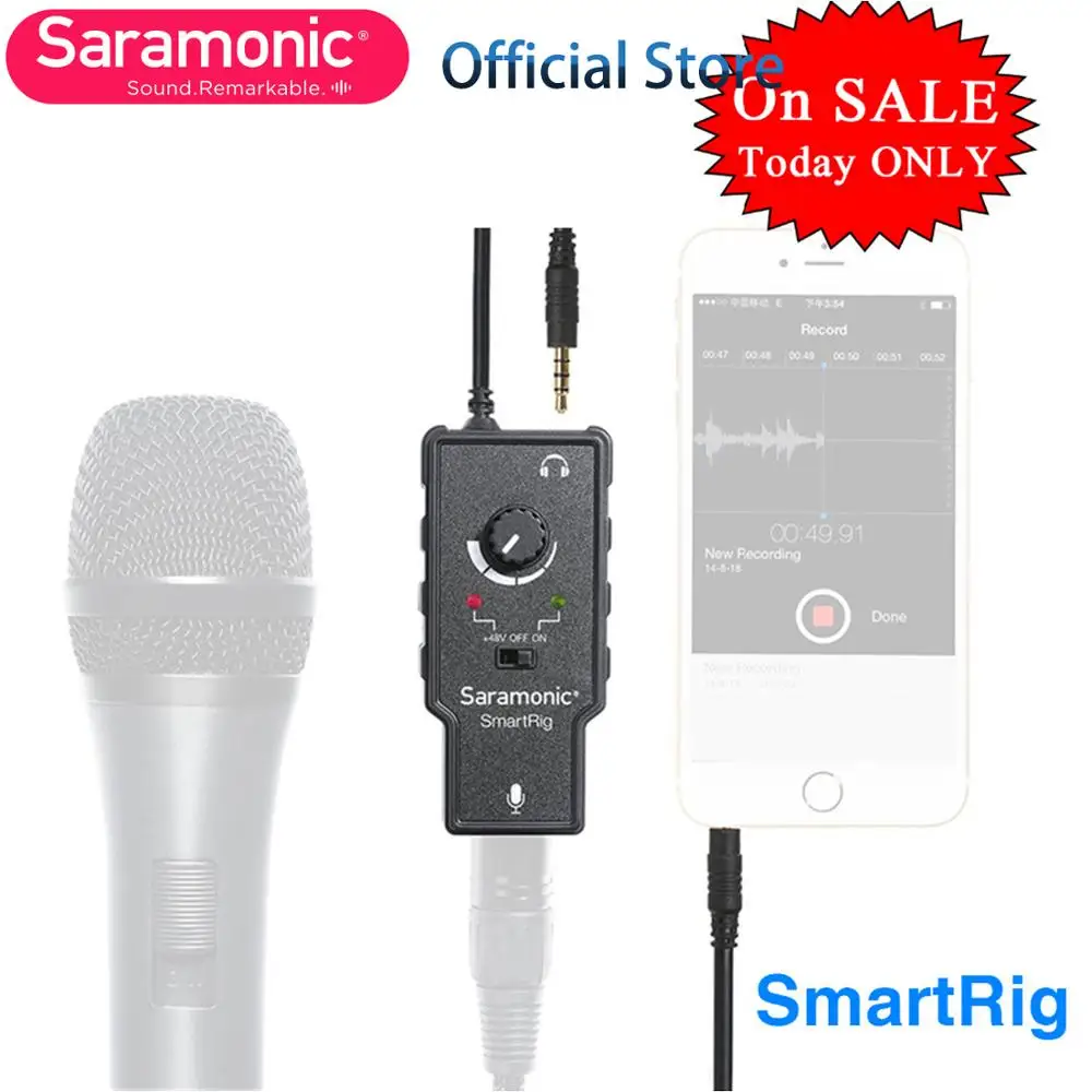 Предусилитель микрофона Saramonic XLR для караоке аудиоадаптер Apple iPad iPhone 8 7 6 Plus